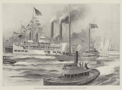 来るべき英米のヨットレース、ニューヨーク港にシャムロックの到着 作： Charles John de Lacy